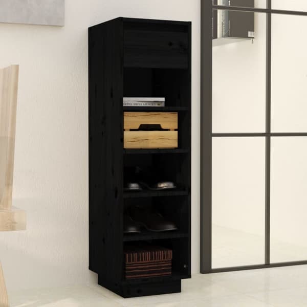 vidaXL skoreol 34x30x105 cm massivt fyrretræ sort