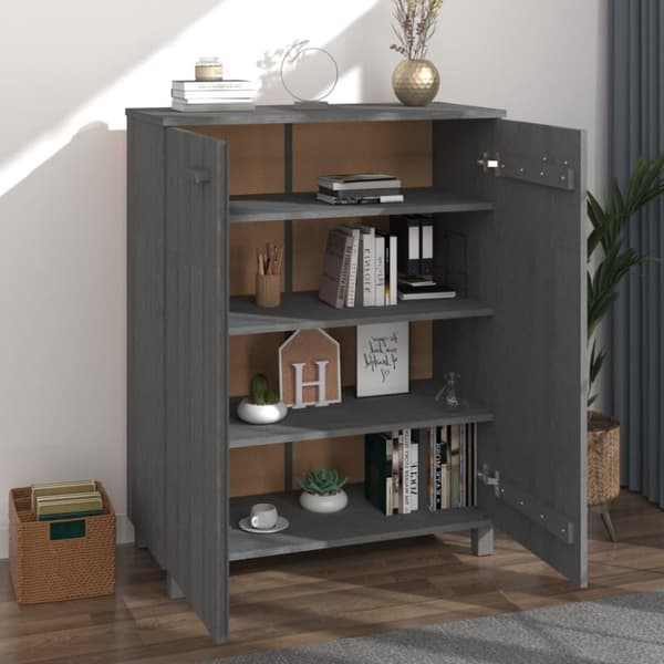 vidaXL skoskab HAMAR 85x40x108 cm massivt fyrretræ mørkegrå