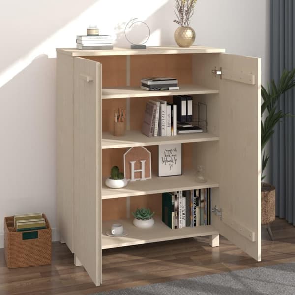 vidaXL skoskab HAMAR 85x40x108 cm massivt fyrretræ honningbrun