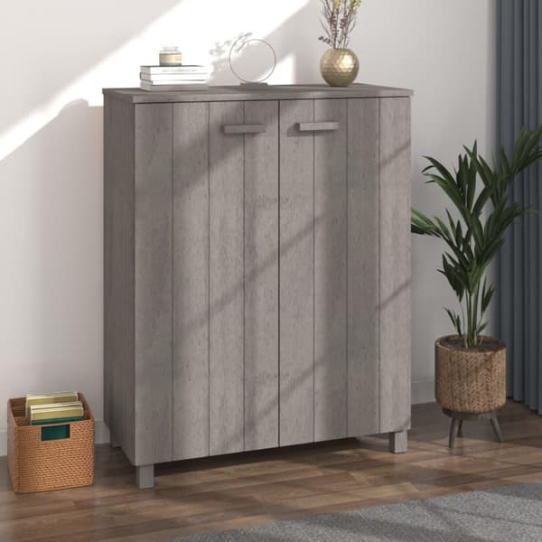 vidaXL Skoskåp HAMAR ljusgrå 85x40x108 cm massiv furu