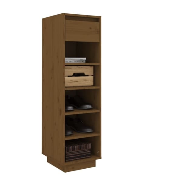 vidaXL Skohylle honningbrun 30x34x105 cm heltre furu
