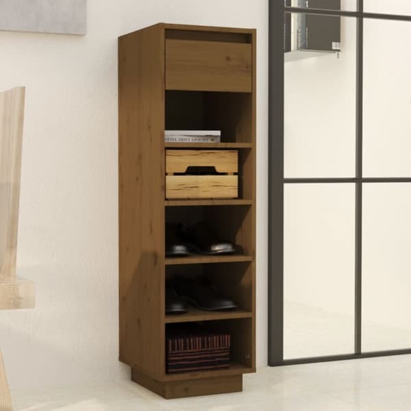 vidaXL Skohylle honningbrun 30x34x105 cm heltre furu