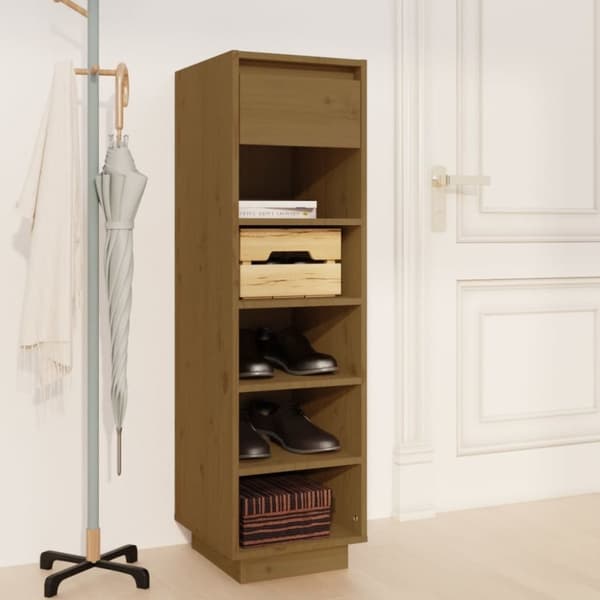vidaXL Skohylle honningbrun 30x34x105 cm heltre furu