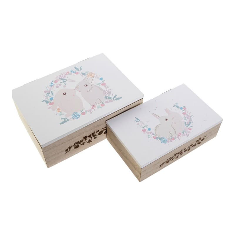 Uppsättning med Dekorativa Lådor DKD Home Decor Trä MDF (17 x 12 x 6 cm)