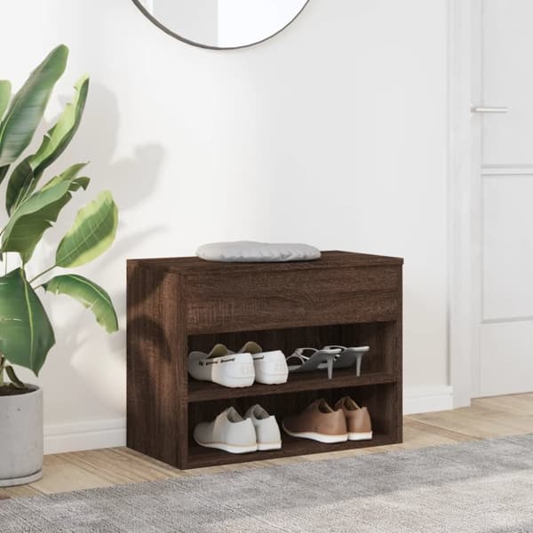 vidaXL skobænk 60x30x45 cm konstrueret træ brun egetræ