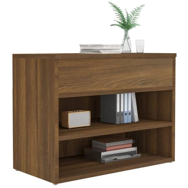 vidaXL skobænk 60x30x45 cm konstrueret træ brun egetræ