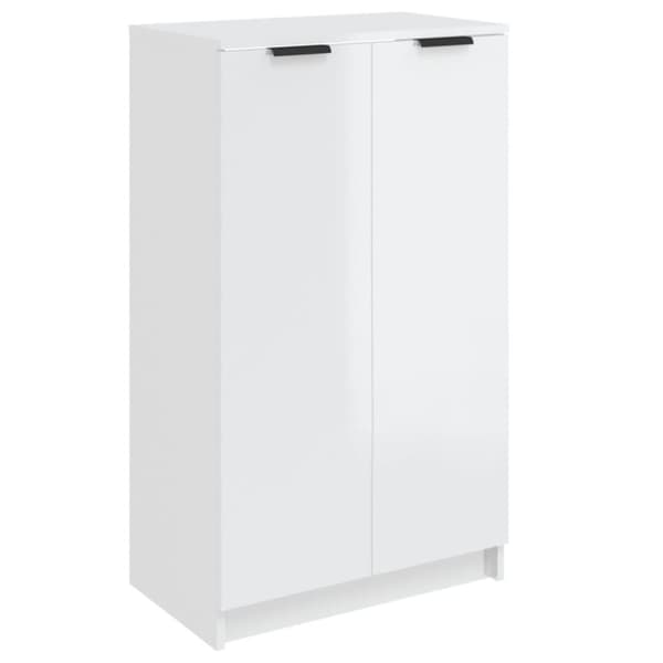 vidaXL Skoskap høyglans hvit 59x35x100 cm konstruert tre
