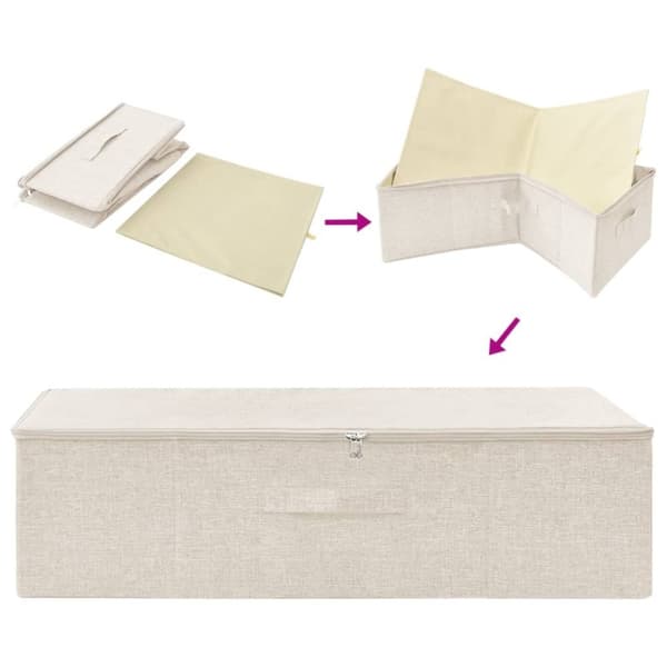 vidaXL opbevaringskasse 70x40x18 cm stof cremefarvet