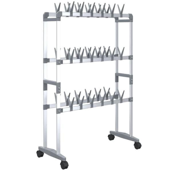 vidaXL skostativ med hjul 66x27x100 cm sølvfarvet
