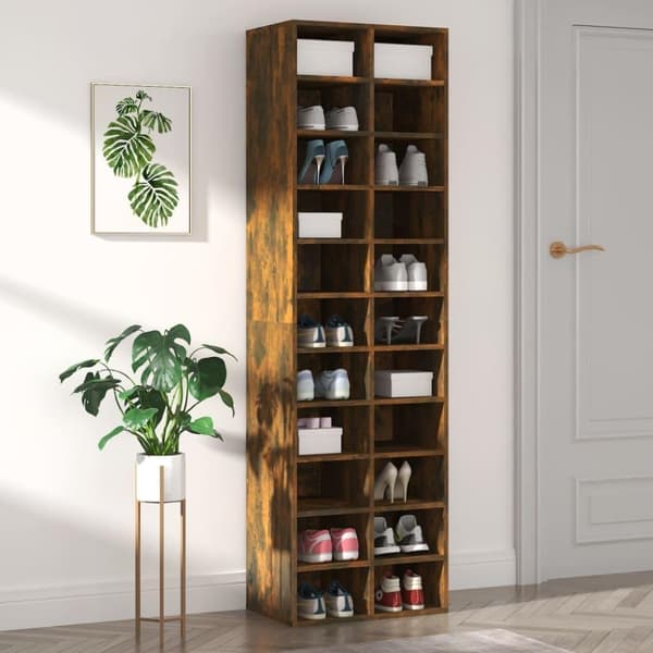 vidaXL skoreol 54x34x183 cm konstrueret træ røget egetræ