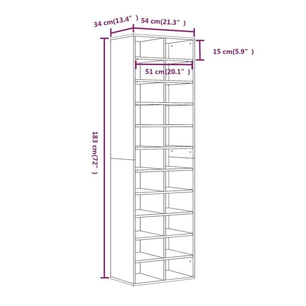 vidaXL skoreol 54x34x183 cm konstrueret træ grå sonoma-eg