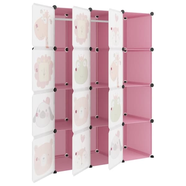 vidaXL Oppbevaringshylle med 12 kuber rosa PP