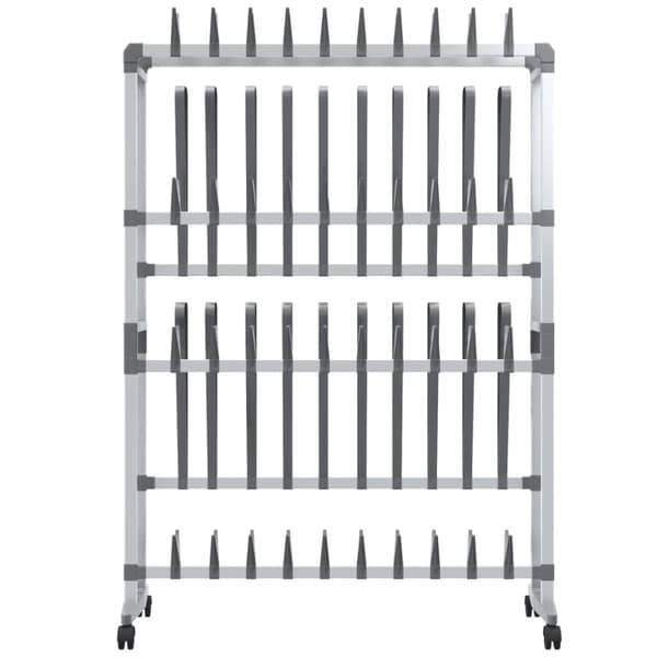 vidaXL Skohylla med hjul silver 89x27x120 cm
