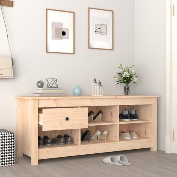 vidaXL Skoskap 110x38x45,5 cm heltre furu