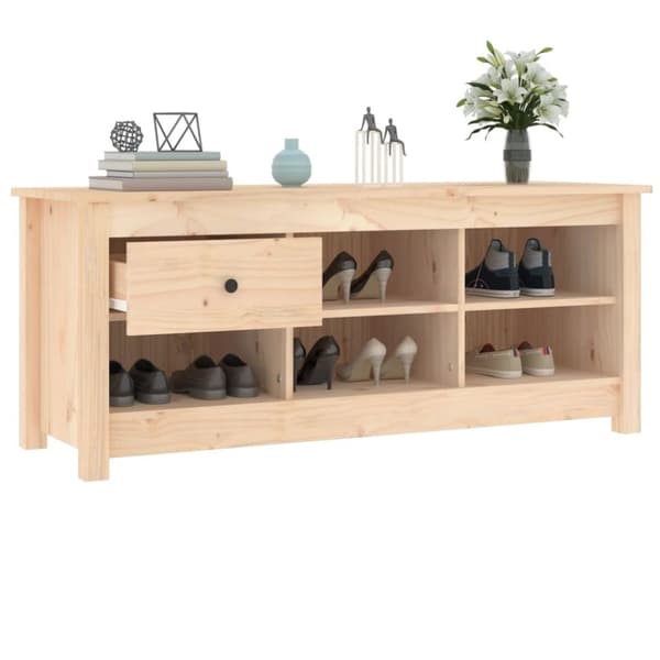 vidaXL Skoskap 110x38x45,5 cm heltre furu