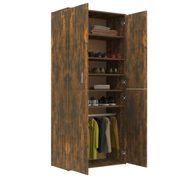 vidaXL Skoskap røkt eik 80x39x178 cm konstruert tre