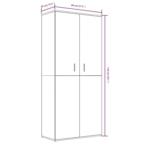 vidaXL Skoskap røkt eik 80x39x178 cm konstruert tre