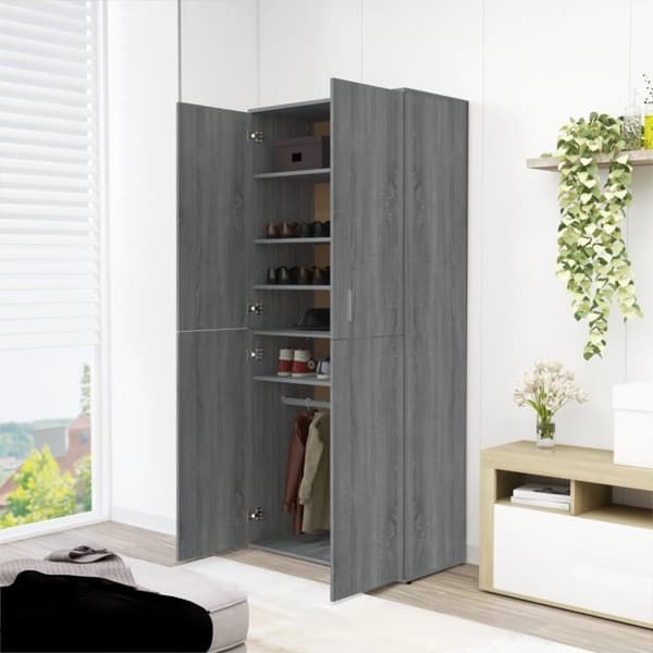vidaXL Skoskap grå sonoma 80x39x178 cm konstruert tre