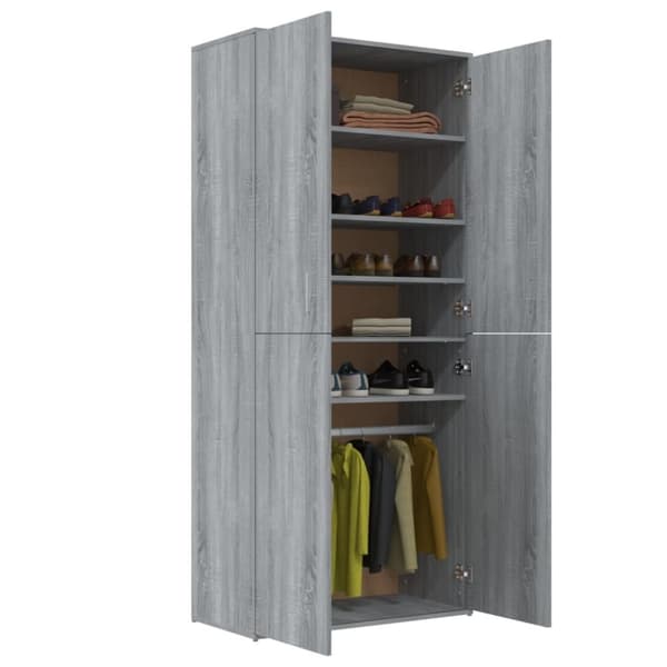 vidaXL Skoskap grå sonoma 80x39x178 cm konstruert tre