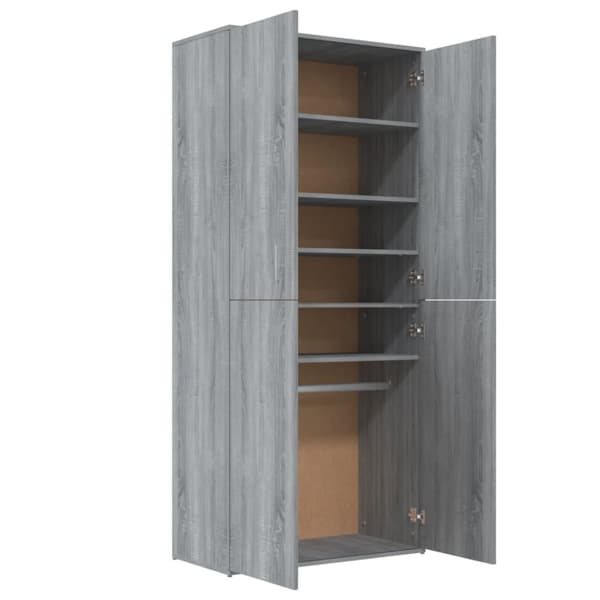 vidaXL Skoskap grå sonoma 80x39x178 cm konstruert tre