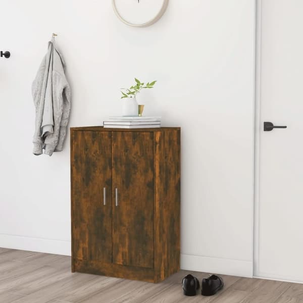 vidaXL Skoställ rökfärgad ek 60x35x92 cm konstruerat trä