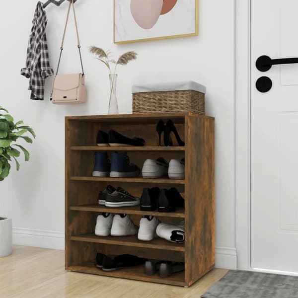 vidaXL Skohylle røkt eik 60x35x70 cm konstruert tre