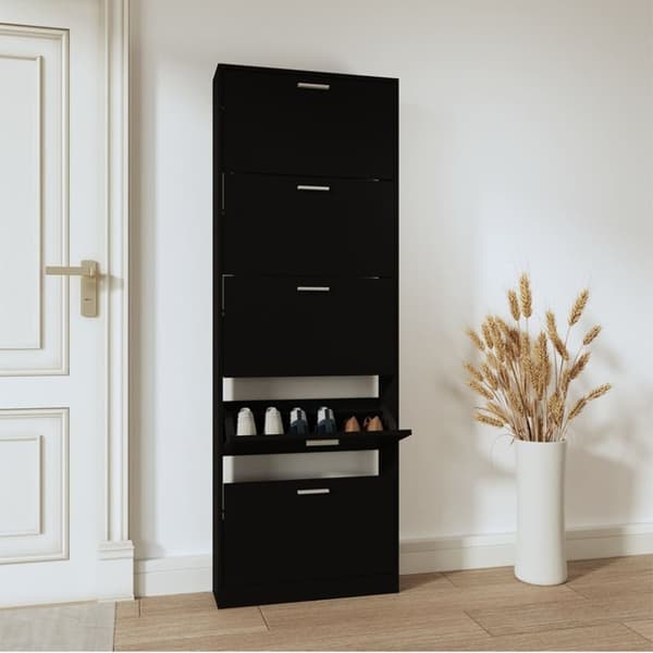 vidaXL skoskab 59x17x169 cm konstrueret træ sort