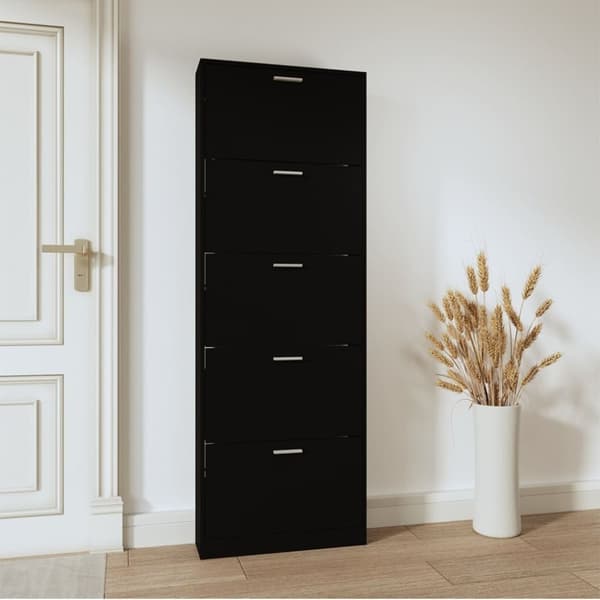 vidaXL skoskab 59x17x169 cm konstrueret træ sort