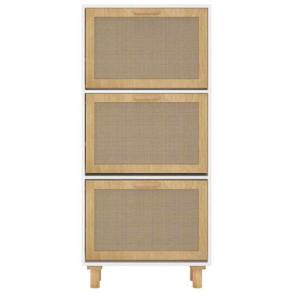 vidaXL Skoskåp Vit 52x25x115 cm konstruerat trä & naturlig rotting