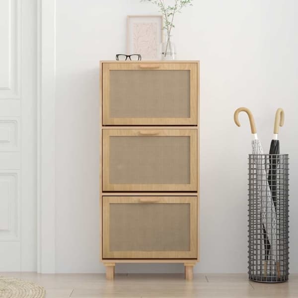 vidaXL Skoskap brun 52x25x115 cm konstruert tre og naturlig rotting