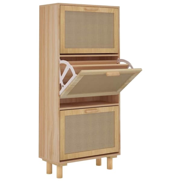 vidaXL Skoskap brun 52x25x115 cm konstruert tre og naturlig rotting