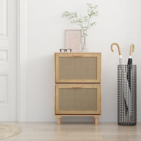 vidaXL Skoskap brun 52x25x80 cm konstruert tre og naturlig rotting