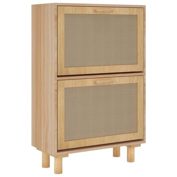 vidaXL Skoskap brun 52x25x80 cm konstruert tre og naturlig rotting