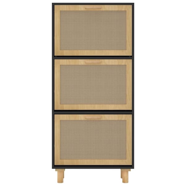 vidaXL Skoskap svart 52x25x115 cm konstruert tre og naturlig rotting