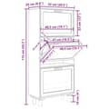 Miniatyrbilde 8 av 9: vidaXL Skoskap svart 52x25x115 cm konstruert tre og naturlig rotting