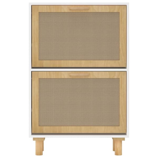 vidaXL skoskab 52x25x80 cm konstrueret træ og naturlig rattan hvid