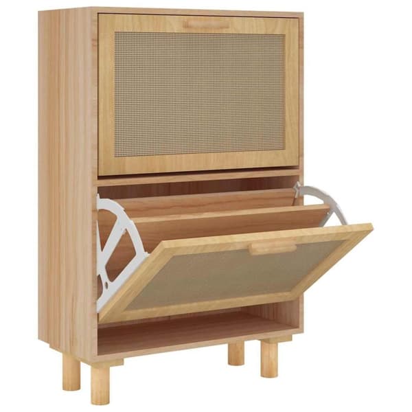 vidaXL Kenkäkaappi ruskea 52x25x80 cm tekninen puu/luonnonrottinki