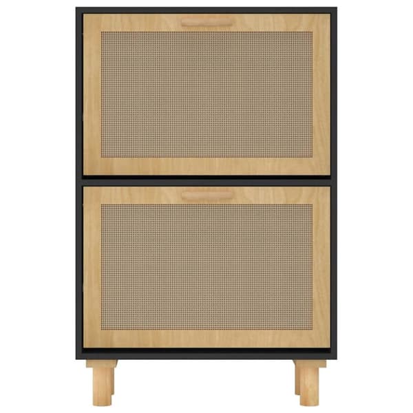 vidaXL Kenkäkaappi musta 52x25x80 cm tekninen puu/luonnonrottinki