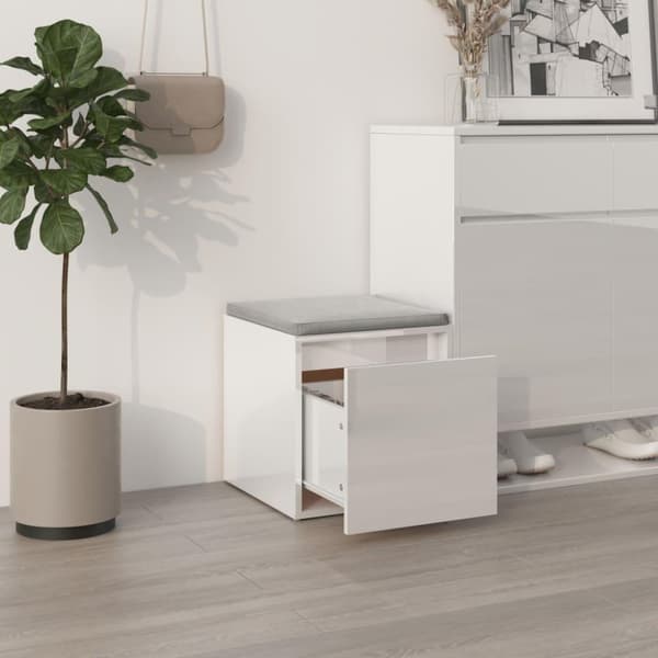vidaXL opbevaringsskab 40,5x40x40 cm konstrueret træ hvid højglans