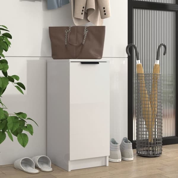vidaXL skoskab 30x35x70 cm konstrueret træ hvid højglans