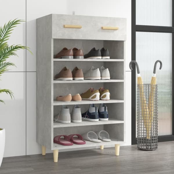 vidaXL Kenkäkaappi betoninharmaa 60x35x105 cm tekninen puu