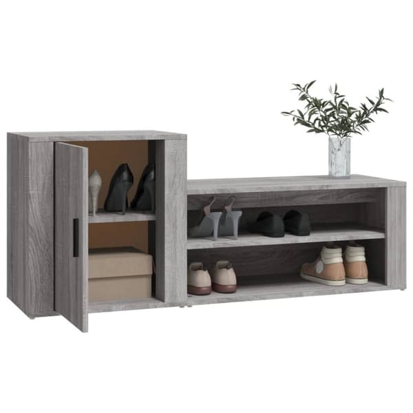 vidaXL Skoskap grå sonoma 130x35x54 cm konstruert tre