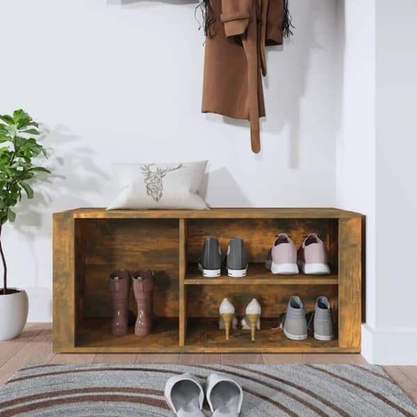 vidaXL Skoskap røkt eik 100x35x45 cm konstruert tre