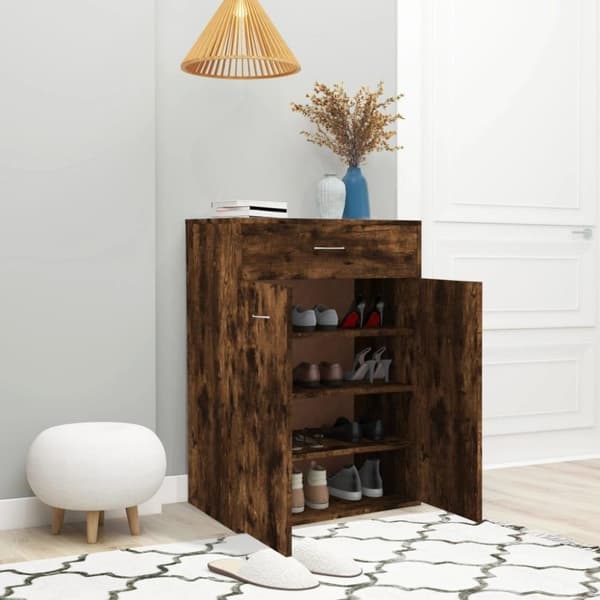 vidaXL skoskab 60x35x84 cm konstrueret træ røget egetræsfarve