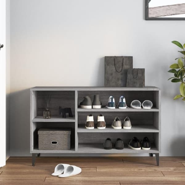 vidaXL Skoskap grå sonoma 102x36x60 cm konstruert tre
