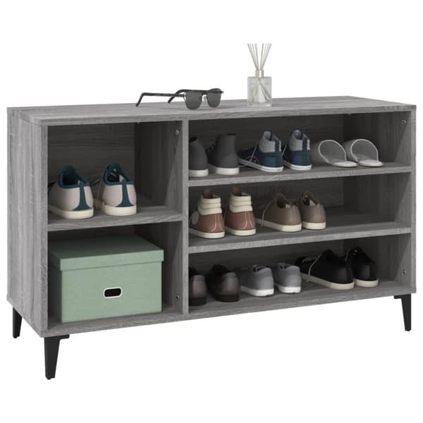 vidaXL Skoskap grå sonoma 102x36x60 cm konstruert tre