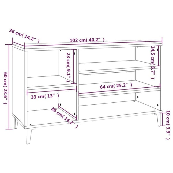 vidaXL Skoskap grå sonoma 102x36x60 cm konstruert tre