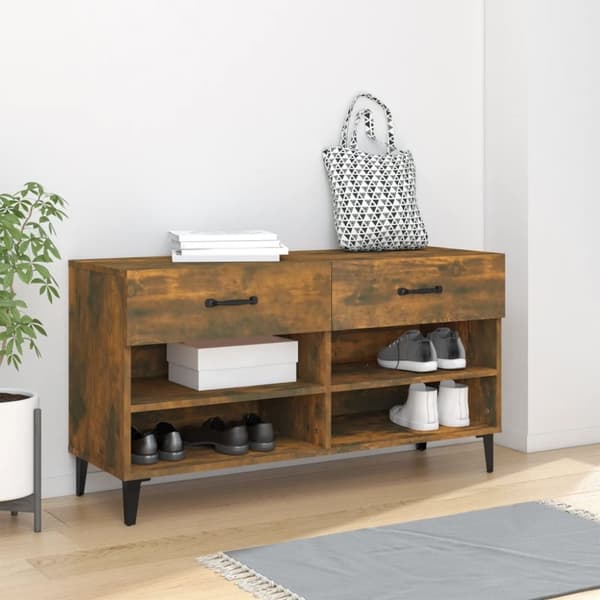 vidaXL Kenkäkaappi savutammi 102x35x55 cm tekninen puu
