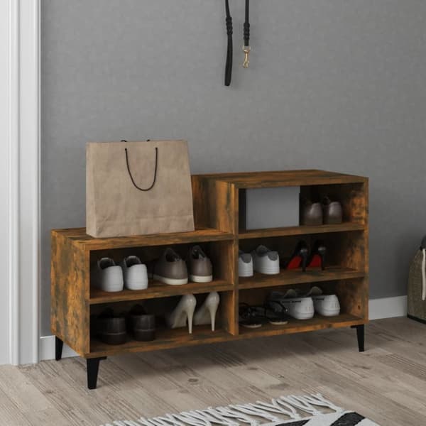 vidaXL skoskab 102x36x60 cm konstrueret træ røget egetræsfarve
