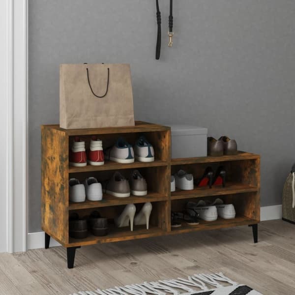 vidaXL skoskab 102x36x60 cm konstrueret træ røget egetræsfarve